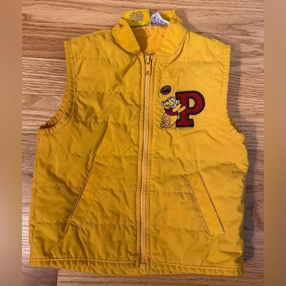 Vintage Pooh Yellow Quilted Vest with Embroidered Patch - 24 Months
